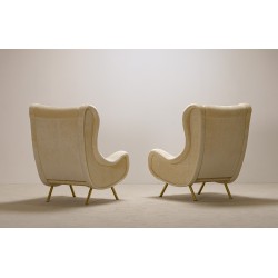 Paire de Fauteuils "Senior" Nouvelle Tapisserie de Luxe Mohair de Marco Zanuso pour Arflex Milan en 1951