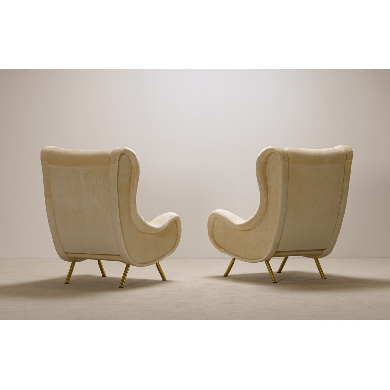 Paire de Fauteuils "Senior" Nouvelle Tapisserie de Luxe Mohair de Marco Zanuso pour Arflex Milan en 1951