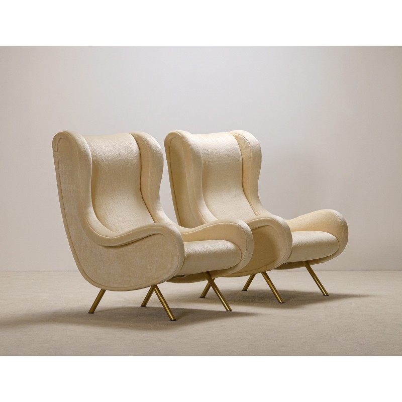 Paire de Fauteuils "Senior" Nouvelle Tapisserie de Luxe Mohair de Marco Zanuso pour Arflex Milan en 1951