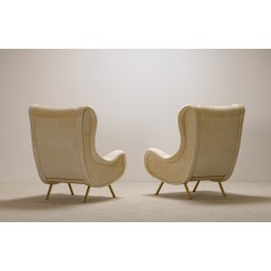 Paire de Fauteuils "Senior" Nouvelle Tapisserie de Luxe Mohair de Marco Zanuso pour Arflex Milan en 1951