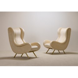 Paire de Fauteuils "Senior" Nouvelle Tapisserie de Luxe Mohair de Marco Zanuso pour Arflex Milan en 1951