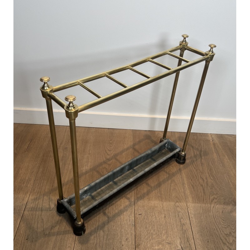 Rectangular Brass and Cast Iron Umbrella Stand, French Work, Circa 1900