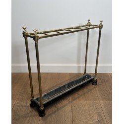 Rectangular Brass and Cast Iron Umbrella Stand, French Work, Circa 1900