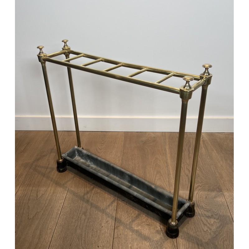 Rectangular Brass and Cast Iron Umbrella Stand, French Work, Circa 1900