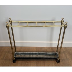 Rectangular Brass and Cast Iron Umbrella Stand, French Work, Circa 1900