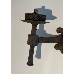 Paire d'Appliques en Fer Forgé à 2 Bras de Lumière de Style Gothique
