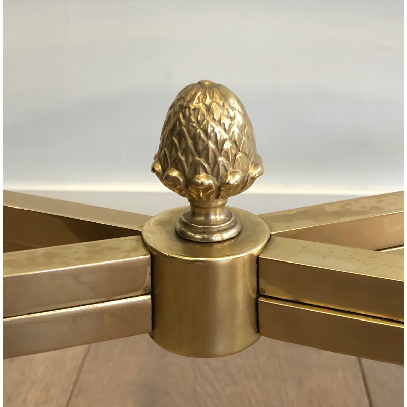 Large Ovale Brass and Bronze Coffee Table by Maison Jansen