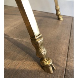 Large Ovale Brass and Bronze Coffee Table by Maison Jansen