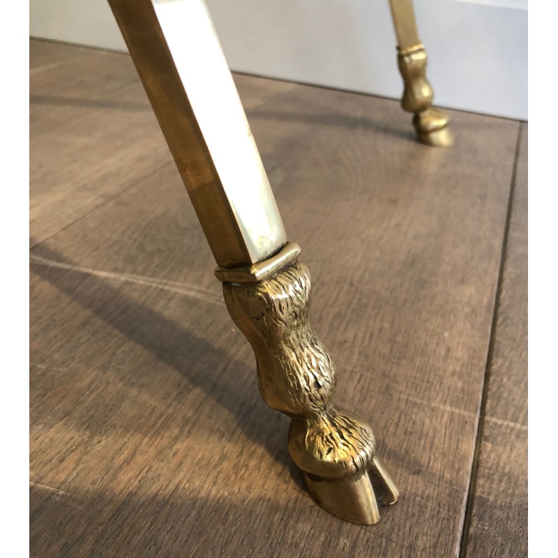 Large Ovale Brass and Bronze Coffee Table by Maison Jansen