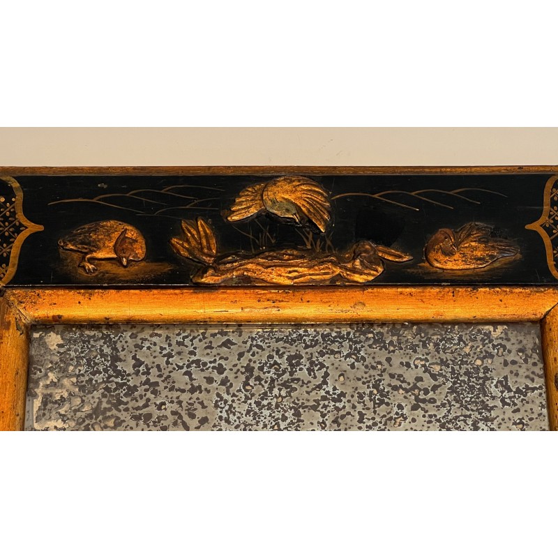 Miroir Laqué et Doré à Décors de Scènes Chinoisantes Dans le Goût de la Maison Jansen. Vers 1940