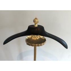 Neoclassical Brass and Black Velvet Clothes Valet by Maison Jansen, French Work, Circa 1940