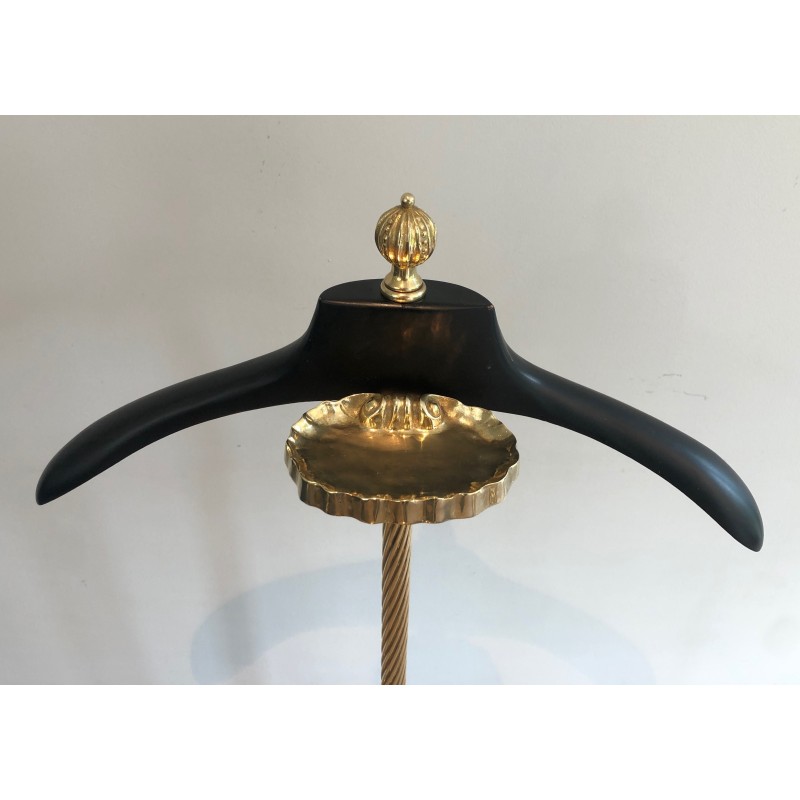 Neoclassical Brass and Black Velvet Clothes Valet by Maison Jansen, French Work, Circa 1940