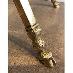 Importante Table Basse Ovale en Laiton à Têtes de Béliers et Sabots, Maison Jansen
