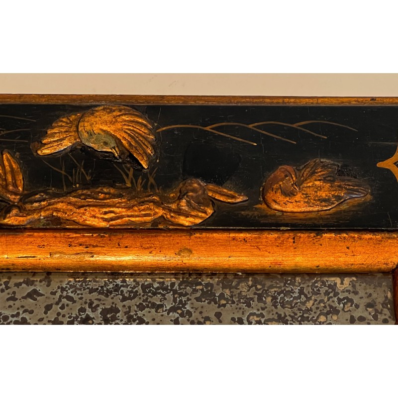 Lacquer and Gilding Mirror with Chinese Scenes in the style of Maison Jansen. Circa 1940