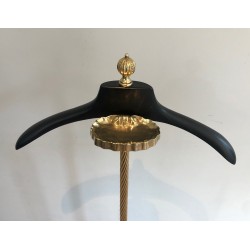 Neoclassical Brass and Black Velvet Clothes Valet by Maison Jansen, French Work, Circa 1940