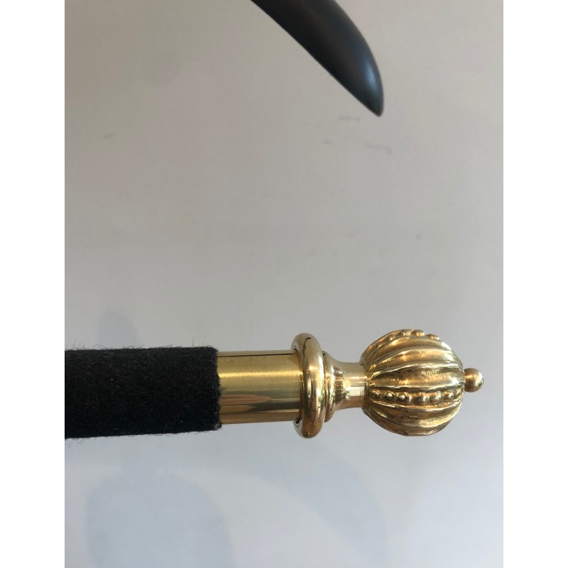 Neoclassical Brass and Black Velvet Clothes Valet by Maison Jansen, French Work, Circa 1940