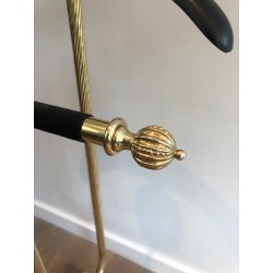 Neoclassical Brass and Black Velvet Clothes Valet by Maison Jansen, French Work, Circa 1940