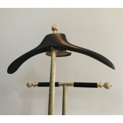 Neoclassical Brass and Black Velvet Clothes Valet by Maison Jansen, French Work, Circa 1940