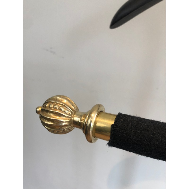 Neoclassical Brass and Black Velvet Clothes Valet by Maison Jansen, French Work, Circa 1940