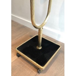 Neoclassical Brass and Black Velvet Clothes Valet by Maison Jansen, French Work, Circa 1940