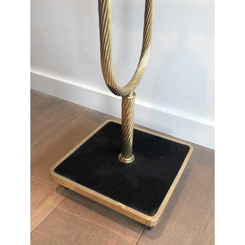 Neoclassical Brass and Black Velvet Clothes Valet by Maison Jansen, French Work, Circa 1940