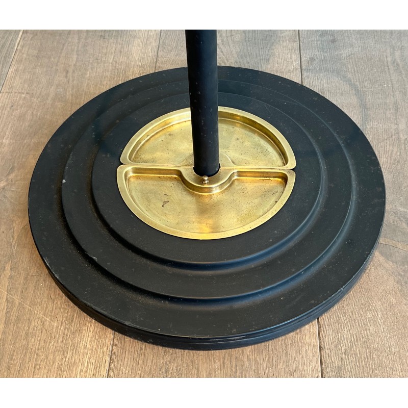 Porte-Manteau en Métal Laqué Noir et Laiton par Jacques Adnet, Travail Français, Vers 1950