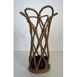 Rope Umbrella Stand by Audoux-Minet, French Work, Circa 1970
