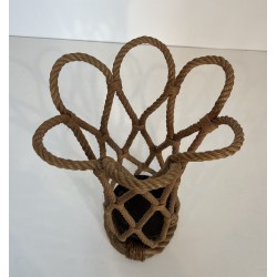 Rope Umbrella Stand by Audoux-Minet, French Work, Circa 1970