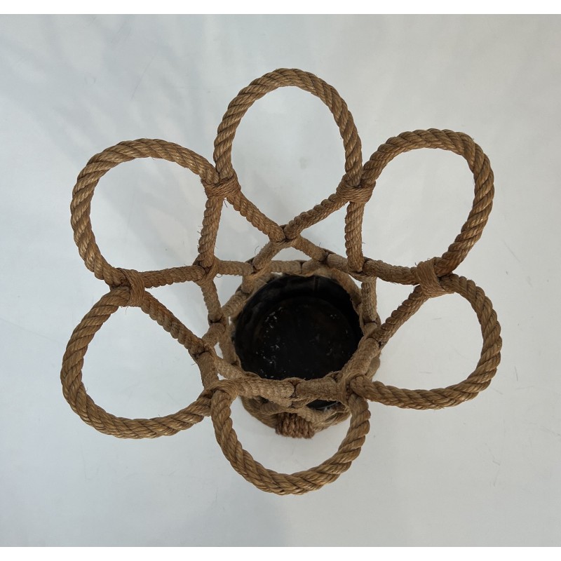 Rope Umbrella Stand by Audoux-Minet, French Work, Circa 1970