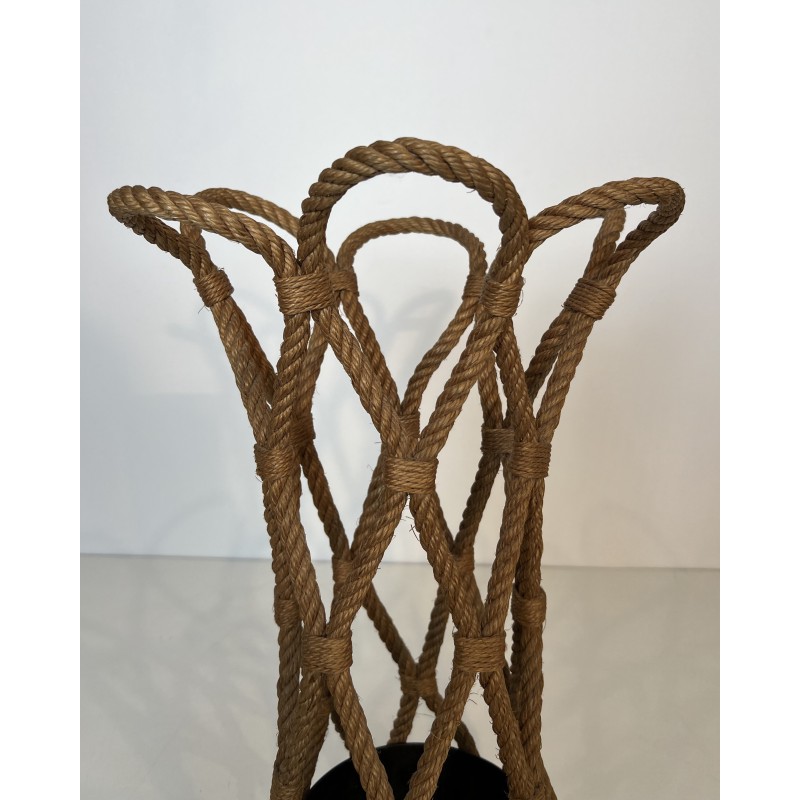 Rope Umbrella Stand by Audoux-Minet, French Work, Circa 1970