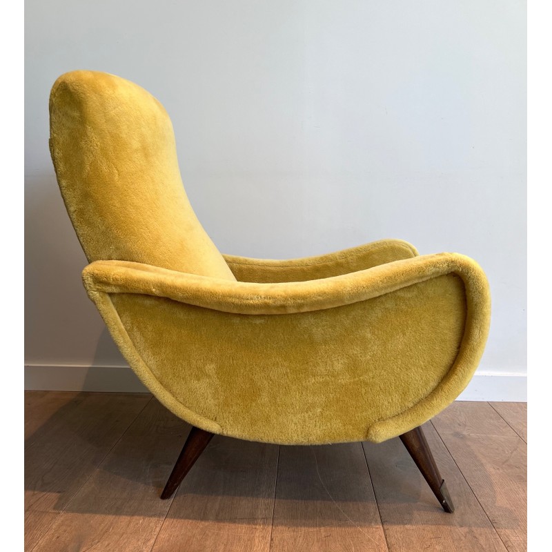 Paire de Fauteuils Design en Velours Jaune de Marco Zanusso