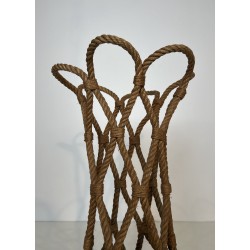 Rope Umbrella Stand by Audoux-Minet, French Work, Circa 1970