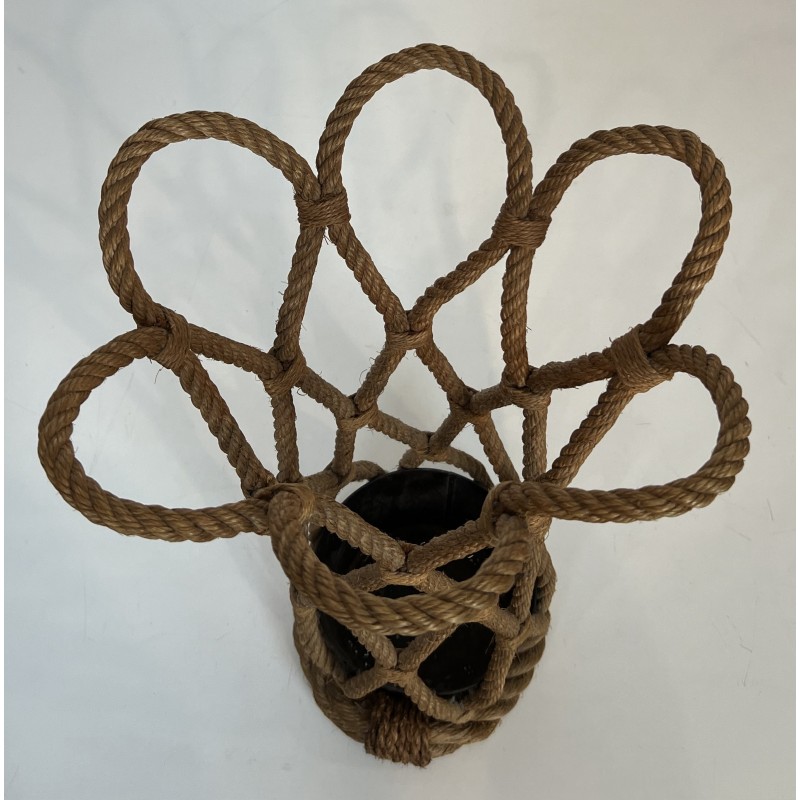 Rope Umbrella Stand by Audoux-Minet, French Work, Circa 1970