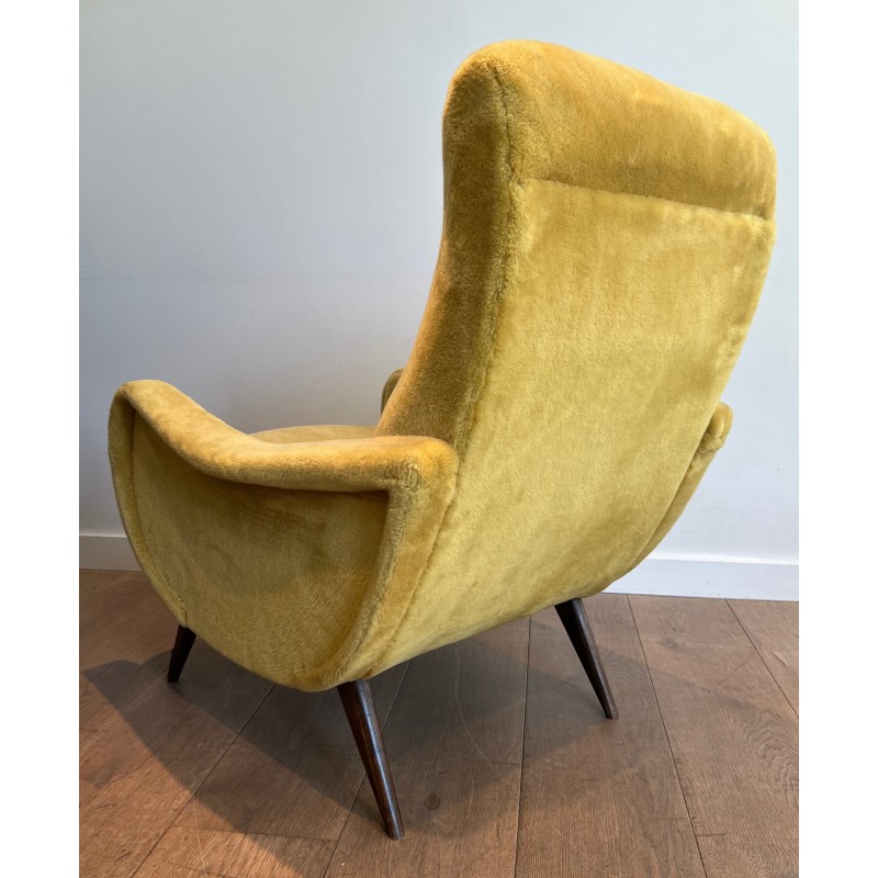 Paire de Fauteuils Design en Velours Jaune de Marco Zanusso