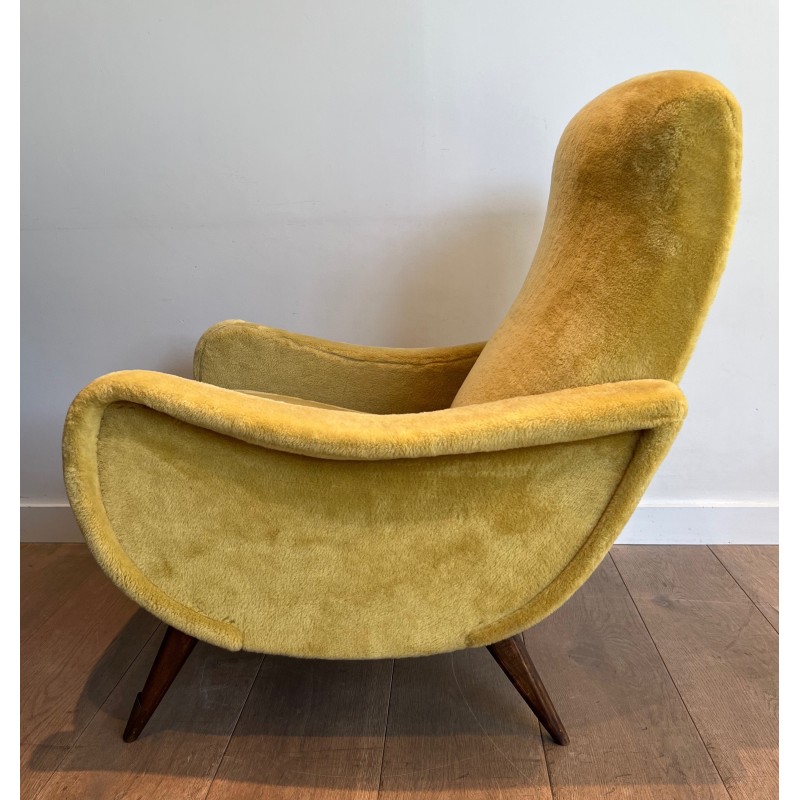 Paire de Fauteuils Design en Velours Jaune de Marco Zanusso