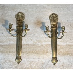 Pair of Empire Style Bronze Wall Lights, Quiver Model
