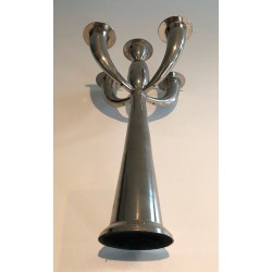 Five-Arm Silver Plated Candelabra in the Manner of Lino Sabattini, French Work, Circa 1970