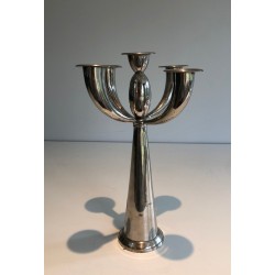 Five-Arm Silver Plated Candelabra in the Manner of Lino Sabattini, French Work, Circa 1970