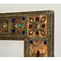 Small Rectangular Ceramic Frame with Semi-Precious Stone Incrustations, French Work, Circa 1970