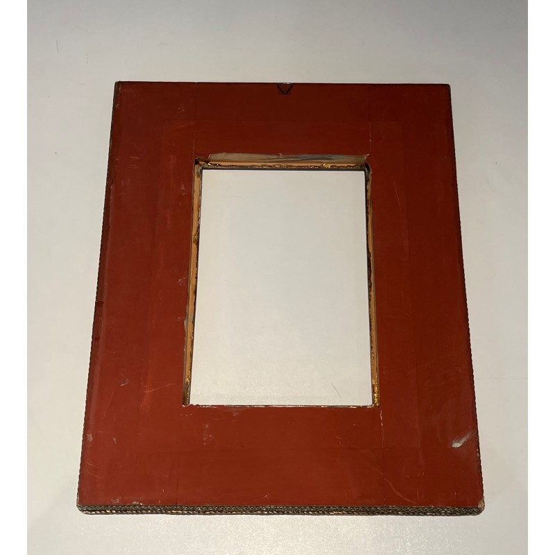 Petit Cadre Rectangulaire en Céramique à Incrustations de Pierres Semi-Précieuses, Travail Français, Vers 1970