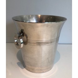 Seau à Champagne en Métal Argenté d'Époque Art Déco, Travail Français Poinçonné, Vers 1930