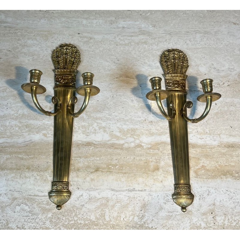 Pair of Empire Style Bronze Wall Lights, Quiver Model