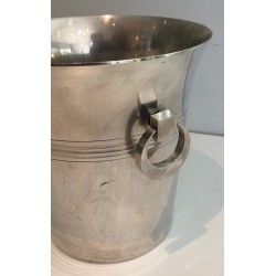 Seau à Champagne en Métal Argenté d'Époque Art Déco, Travail Français Poinçonné, Vers 1930