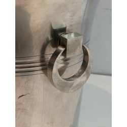 Seau à Champagne en Métal Argenté d'Époque Art Déco, Travail Français Poinçonné, Vers 1930