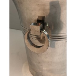 Seau à Champagne en Métal Argenté d'Époque Art Déco, Travail Français Poinçonné, Vers 1930