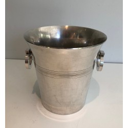 Seau à Champagne en Métal Argenté d'Époque Art Déco, Travail Français Poinçonné, Vers 1930