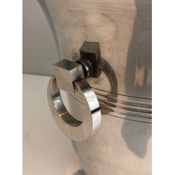 Seau à Champagne en Métal Argenté d'Époque Art Déco, Travail Français Poinçonné, Vers 1930