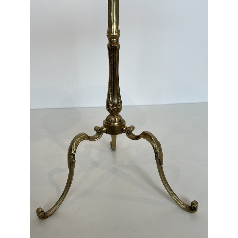 Neoclassical Brass Guéridon with Marble Top, Attributed to Maison Jansen, French Work, Circa 1940