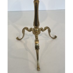 Neoclassical Brass Guéridon with Marble Top, Attributed to Maison Jansen, French Work, Circa 1940