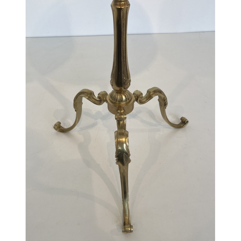 Neoclassical Brass Guéridon with Marble Top, Attributed to Maison Jansen, French Work, Circa 1940